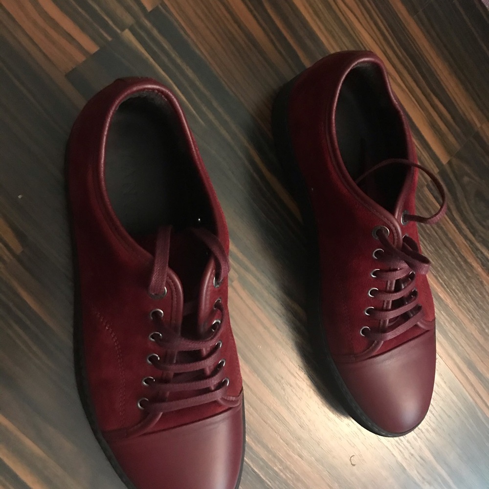 Lanvin Toe Cap Suede Sneakers